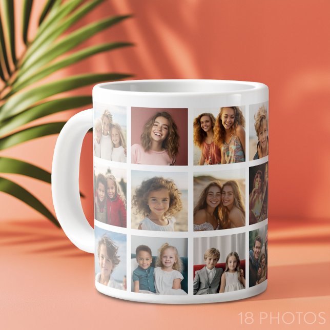 Grande Tasse 18 Grille de collage de photos - Galerie de famill (Custom Photo Collage Mug)