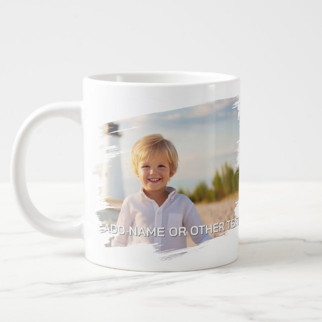 Grande Tasse 1 Photo et Texte Complets - Brushstroke Horizontal (Gauche)