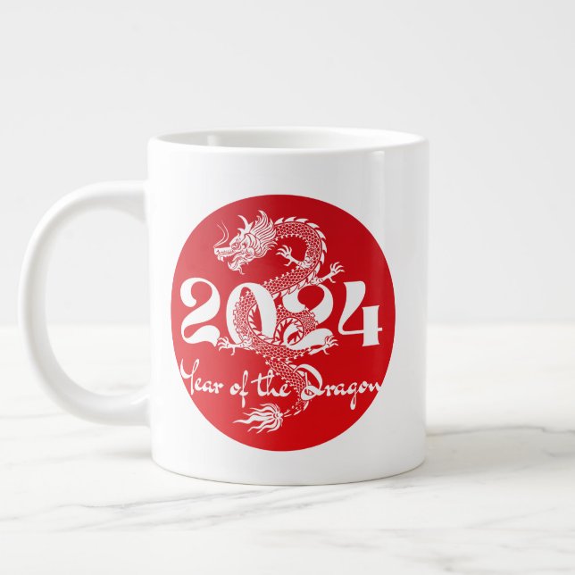 Grande Tasse 2024 année du dragon rouge blanc (Gauche)