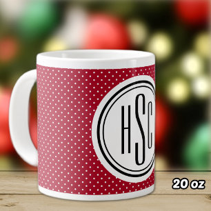 Grande Tasse 20oz Grand Monogramme Points rouges et blancs suis
