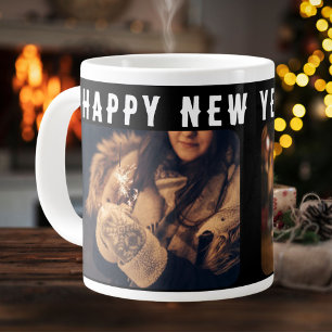Grande Tasse 2 Photo Collage Black Happy New Year 2026