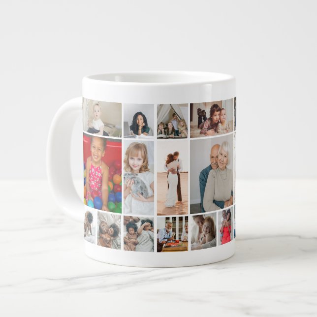 Grande Tasse 30 Photo collage modèle personnalisé (Devant gauche)