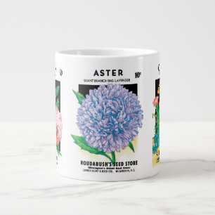 Grande Tasse 3 Différentes Fleurs d'Art d'Étiquette de Paquet d