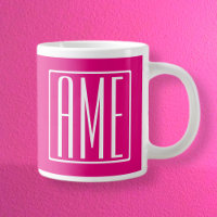 3 Initiales Monogramme | Blanc sur rose chaud