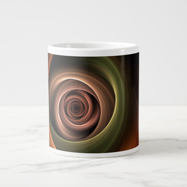 Grande Tasse 3D Spirale Abstraite couleurs chaudes Art fractal  (Devant)