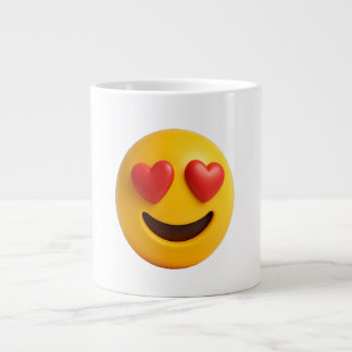 Grande Tasse 3d yellow smiling emoji face with heart shaped eye