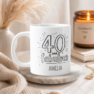 Grande Tasse 40 ans et Fabuleux Doodle Joyeux Anniversaire