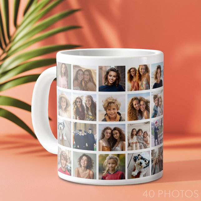 Grande Tasse 40 Collage de photos - 4 rangées 10 colonnes - Bla (Custom Photo Collage Mug)