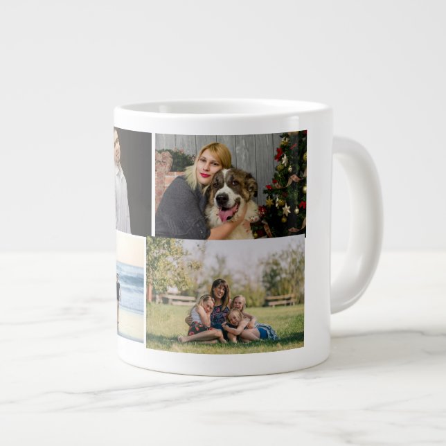 Grande Tasse 4 Collage de photos personnalisé pour famille (Devant droit)