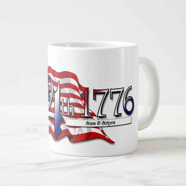 Grande Tasse 4 juillet 1776 Étoiles et rayures (Devant droit)