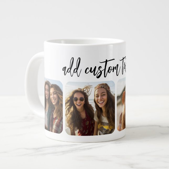 Grande Tasse 4 photos en collage avec un script bounce tendance (Devant gauche)