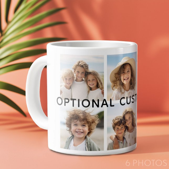 Grande Tasse 6 Collage de photos Texte facultatif — CAN Edit Co (6 photo personalized coffee mug)