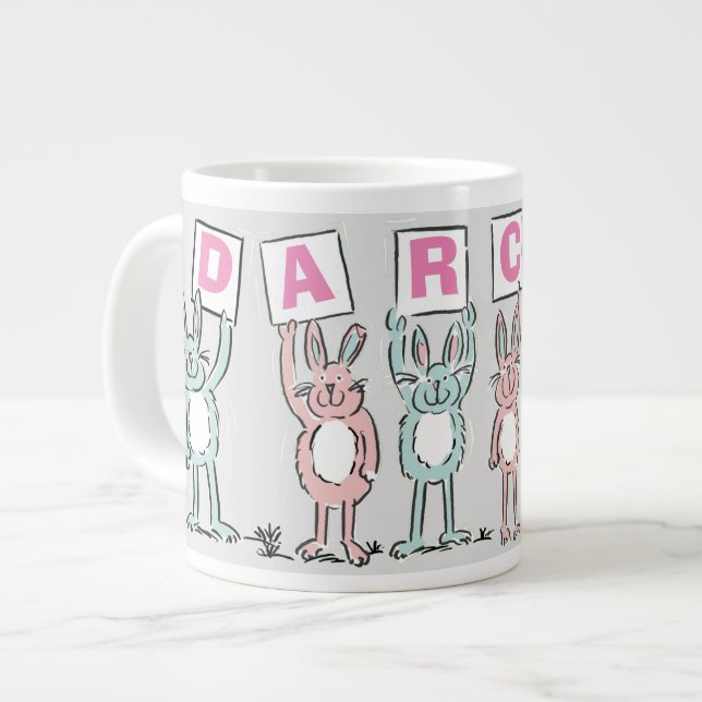 Grande Tasse 6 Nom Lettre Avec Lapins Amusants (Devant gauche)