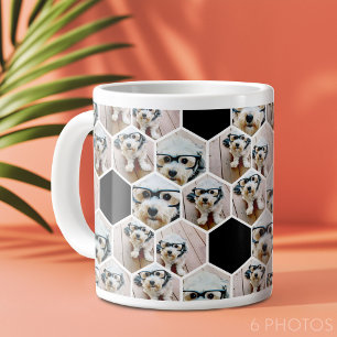 Grande Tasse 6 Photo Collage - motif hexagone funky