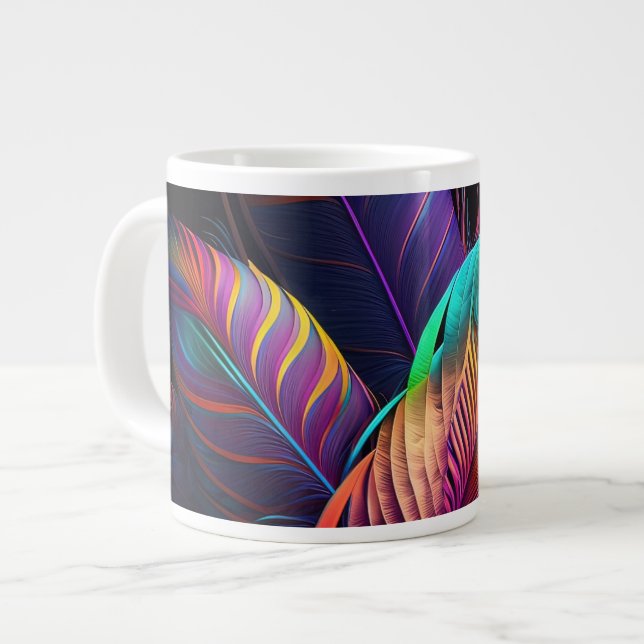 Grande Tasse 70s 60s Psychedelic Feathers  (Devant gauche)