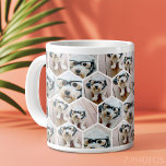 Grande Tasse 7 Photo Collage - motif hexagone funky<br><div class="desc">Les photos carrés fonctionnent mieux avec ce modèle. Ajoutez vos photos préférées à ce modèle amusant. Vous pouvez utiliser des photos carrés ou n'importe quelle photo pour cette grille.</div>