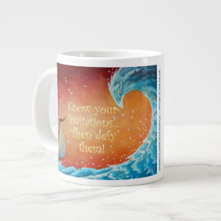 GRANDE tasse à café ! Vague avec femme et bateau,
