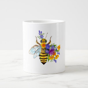 Grande Tasse Abeille à fleurs avec plantes sauvages