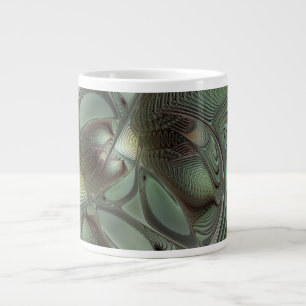 Grande Tasse Abstrait Olive Sage Green Grey Fractal Art Imagina