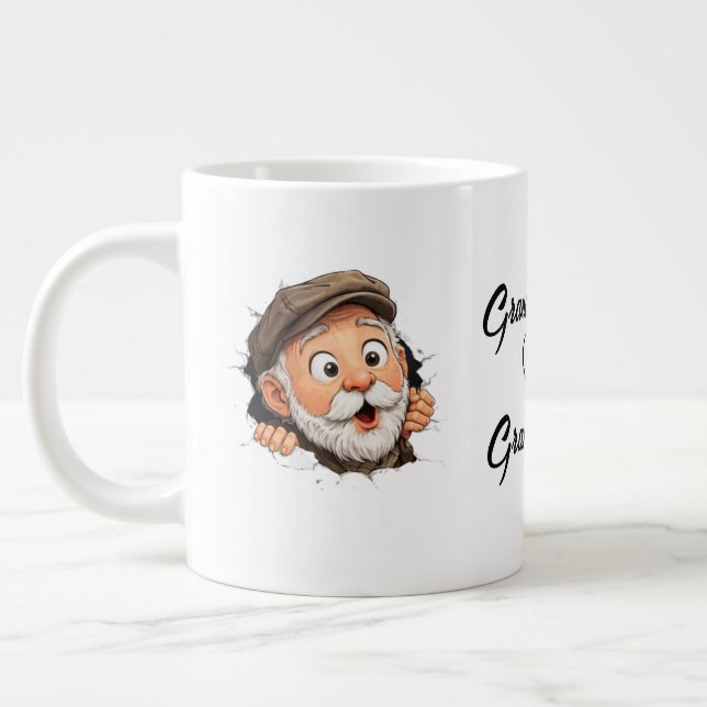 Grande Tasse Adorable Peeking Grandparents Couple Design (Gauche)