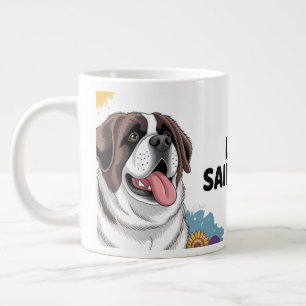Grande Tasse "Adorable Saint Bernard avec des tournesols