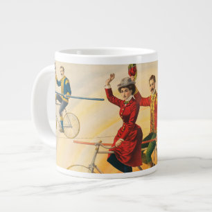 Grande Tasse Affiche De Cirque Montrant Des Vélos Sur Tightrope