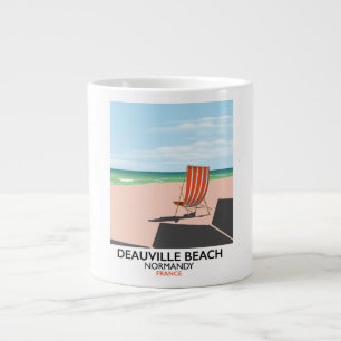 Grande Tasse Affiche de la plage de Deauville en bord de mer.