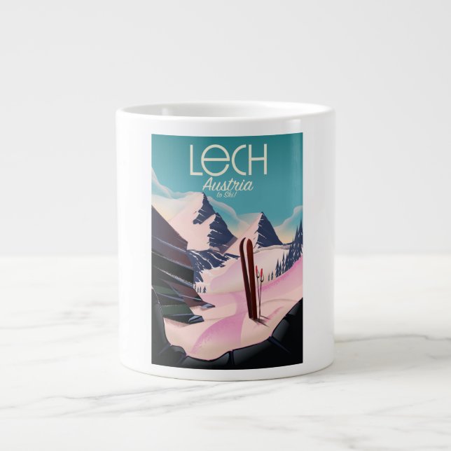 Grande Tasse Affiche de ski Lech Autriche. (Devant)