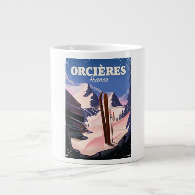 Grande Tasse Affiche de ski ORCIÈRES france (Devant)