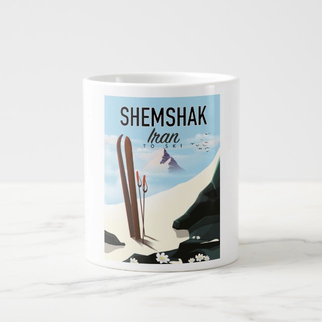 Grande Tasse Affiche de ski Shemshak Iran. (Devant)