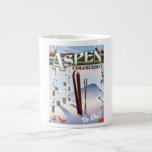 Grande Tasse Affiche de ski vintage style Aspen Colorado.