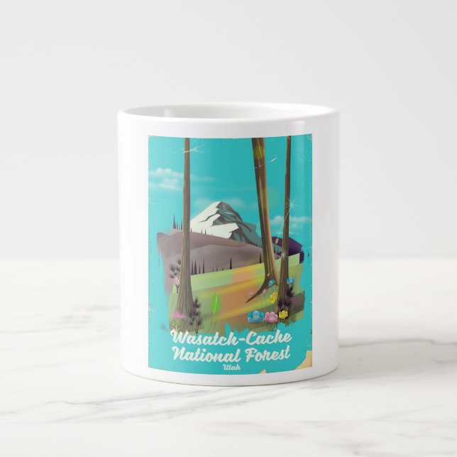 Grande Tasse Affiche de vacances de la forêt nationale de Wasat (Devant)
