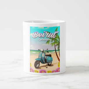 Grande Tasse Affiche de voyage à Beyrouth au Liban en scooter