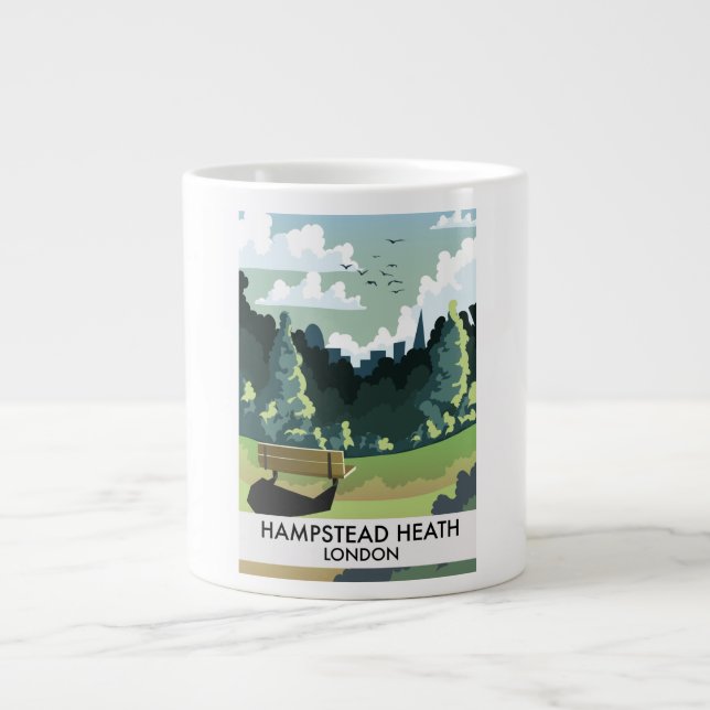 Grande Tasse Affiche de voyage à Hampstead Heath Londres. (Devant)