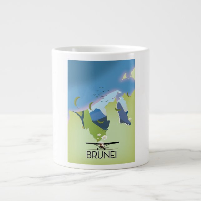 Grande Tasse Affiche de voyage carte de Brunei (Devant)