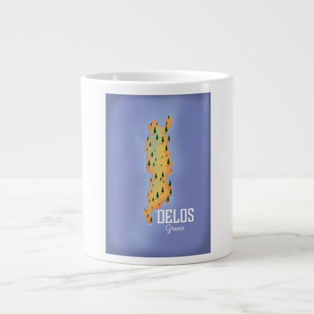 Grande Tasse Affiche de voyage carte de Délos Grèce (Devant)