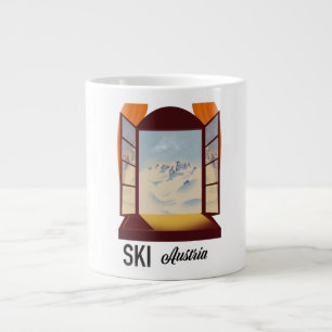 Grande Tasse Affiche de voyage de fenêtre Ski Autriche.