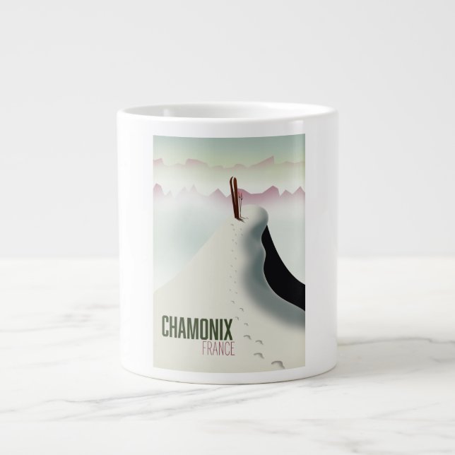 Grande Tasse Affiche de voyage de ski à Chamonix France (Devant)