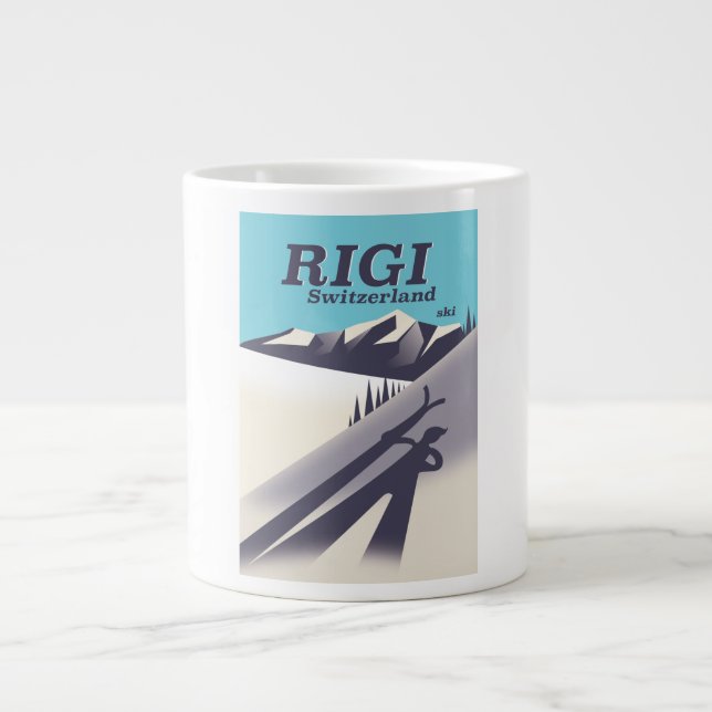 Grande Tasse Affiche de voyage de ski Rigi Suisse (Devant)
