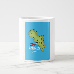 Grande Tasse Affiche de voyage illustrée de la carte grecque d'