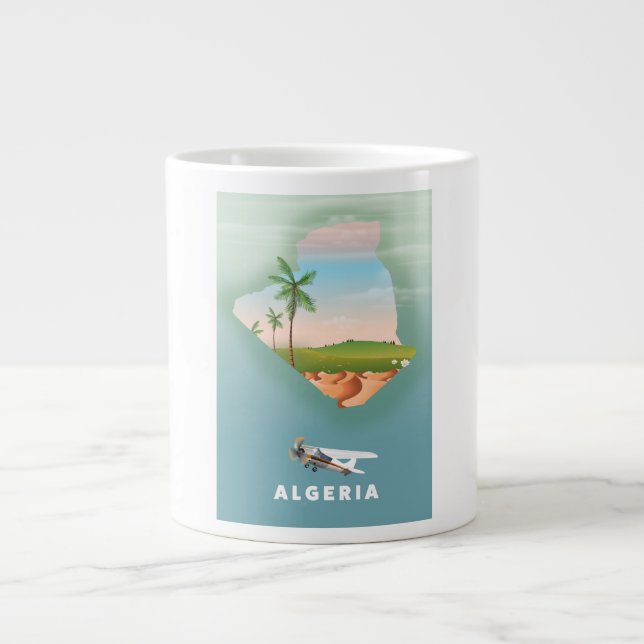 Grande Tasse Affiche de voyage illustrée de l'Algérie. (Devant)