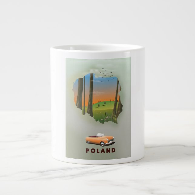 Grande Tasse Affiche de voyage illustrée de Pologne. (Devant)
