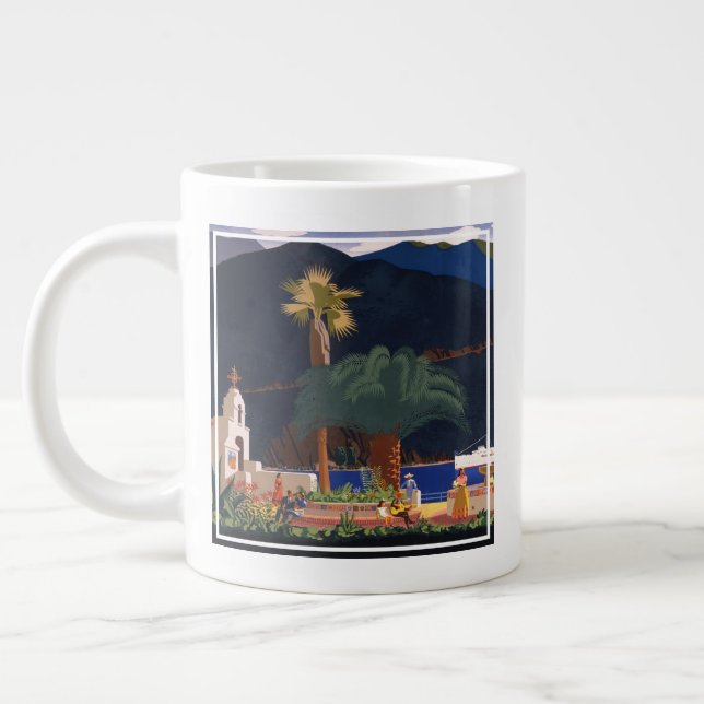 Grande Tasse Affiche de voyage - Père Noël Catalina Island, Cal (Gauche)