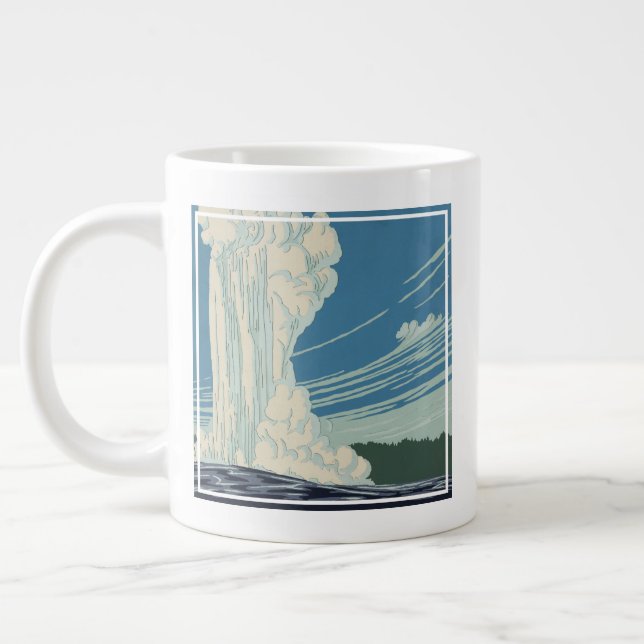 Grande Tasse Affiche De Voyage Pour Le Parc National De Yellows (Gauche)