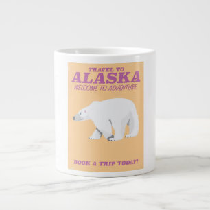 Grande Tasse Affiche de voyage vintage ours polaire d'Alaska