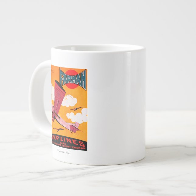 Grande Tasse Affiche monoavion F-170 de Farman Brothers Airline (Devant gauche)