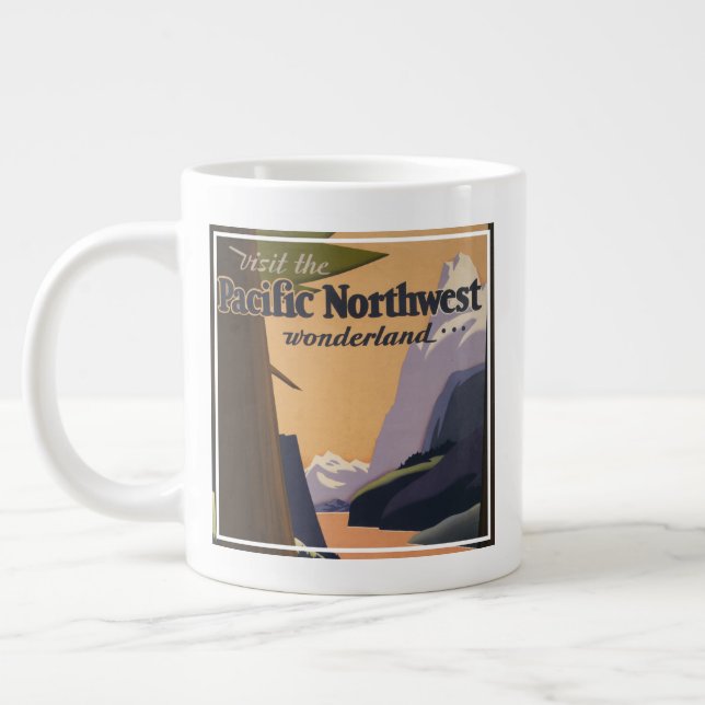 Grande Tasse Affiche Vintage voyage Vue Montagne (Gauche)