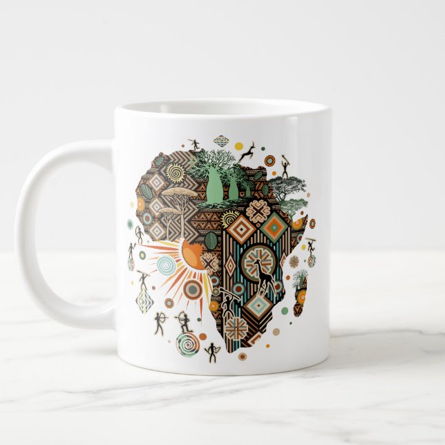 Grande Tasse Africa Map Decorative Tribal Elements Pattern (Gauche)