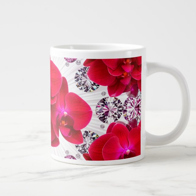 Grande Tasse Agencement Élégant d'Orchidées Rouges (Droite)