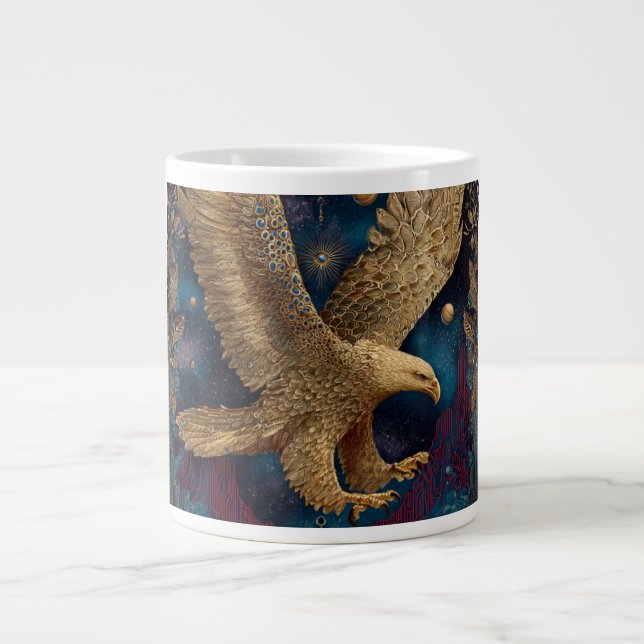 Grande Tasse aigle doré céleste art  (Devant)